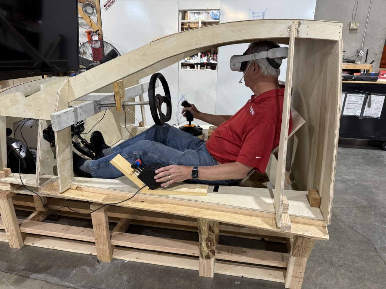 Test Pilot Ron McElroy in the VR Simulator