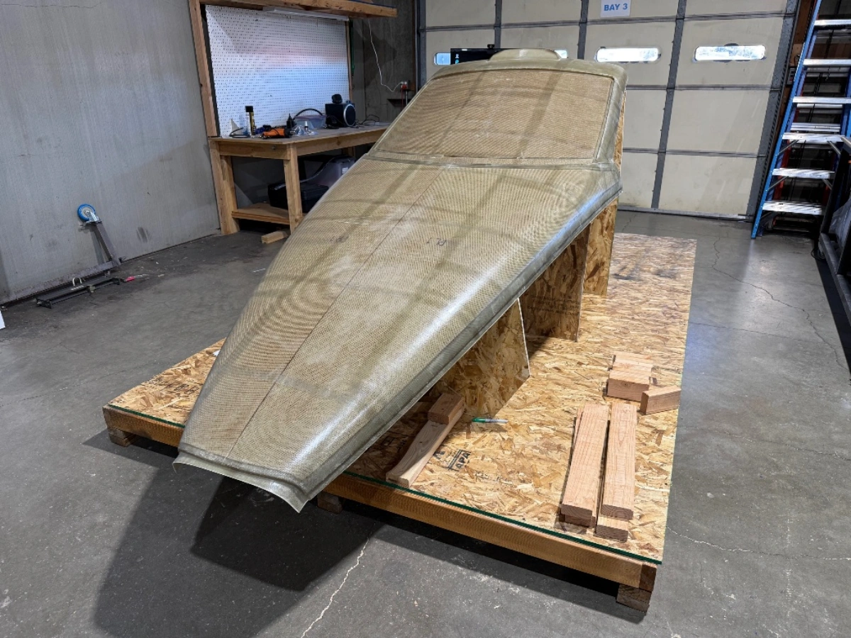 Flying car piece in workshop